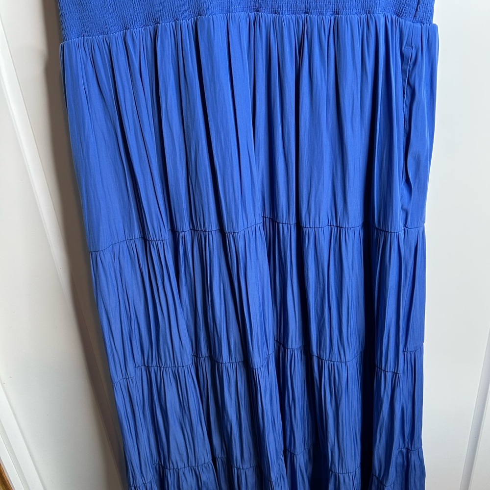 Chico’s Women’s Size 3/XL Short Sleeve Midi Dress V Neck Defined Waist Blue 6491 - Picture 4 of 10